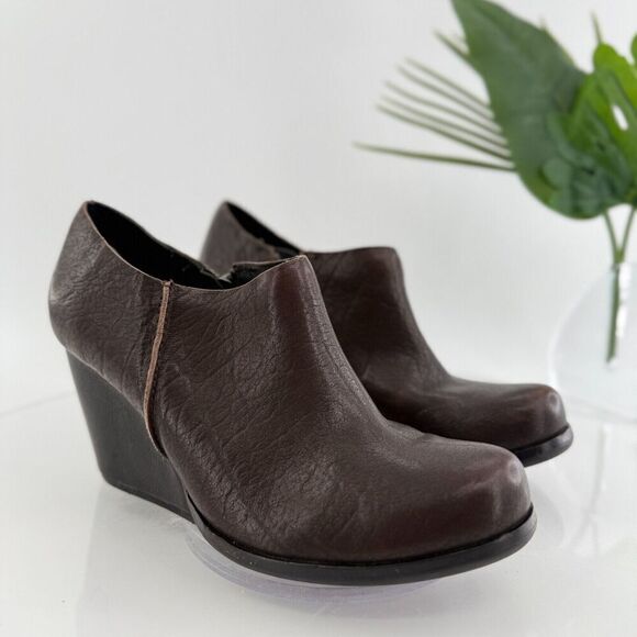 Kork Ease Natalya Women's 8 M Brown Leather Zip Wedge Ankle Bootie Shoes - Picture 2 of 14